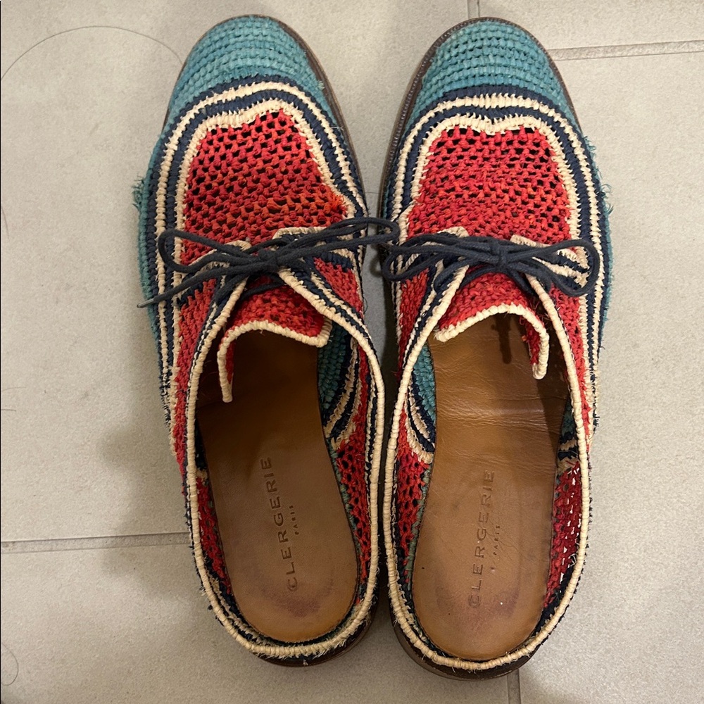 ROBERT CLERGERIE JALY MULE SHOES - HIBISCUS RAFFIA size 39